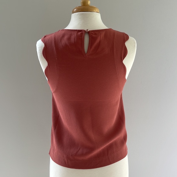 MONTEAU | RUST SCALLOP SLEEVE TOP - Picture 2 of 5